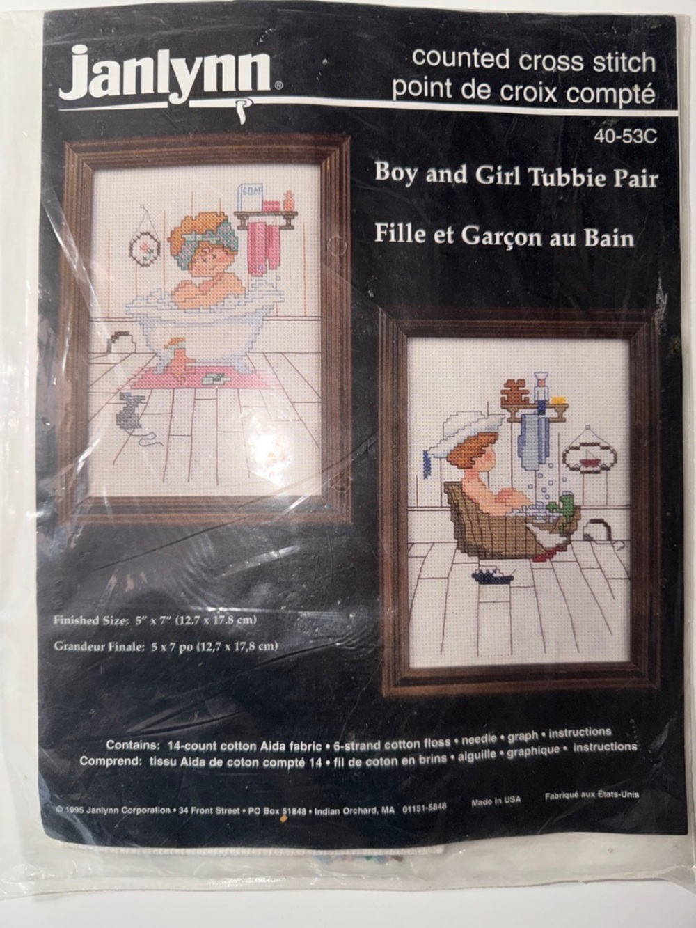 Boy and Girl Tubbie Pair Cross Stitch Kit  Janlynn 1995